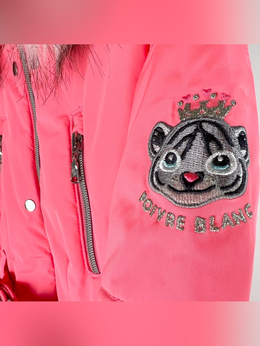 Poivre Blanc Girls Ski Jacket and Overall/Bib Ski Pants Set, Punch Pink, Size 7 - Picture 4 of 14
